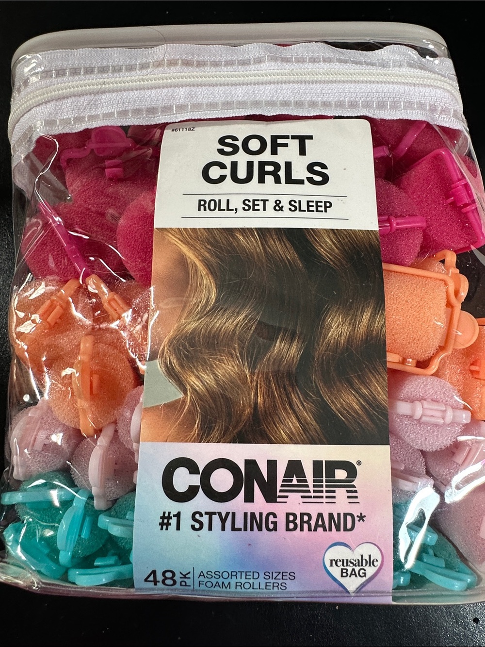 Soft Curls Foam Rollers - Assorted Pink, Orange, Lavender & Teal new